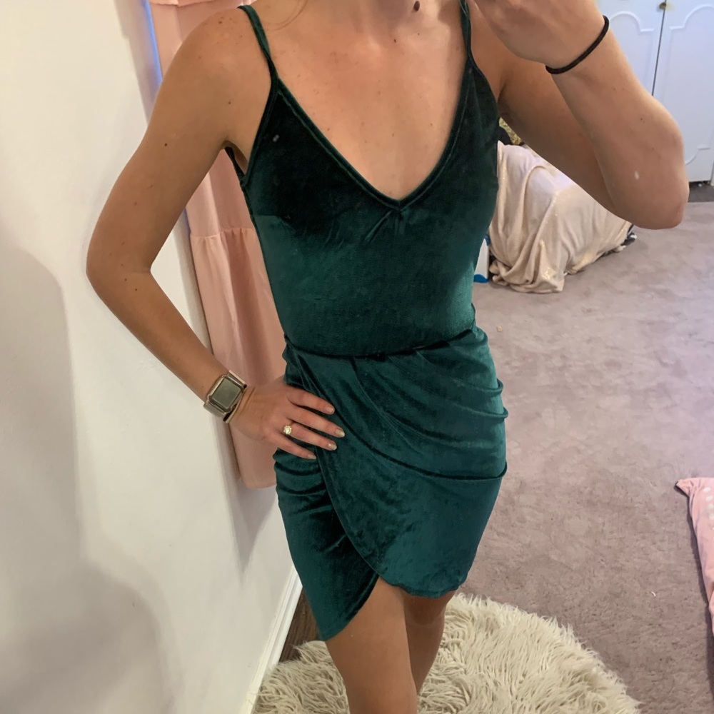 Shein | Emerald Green Velvet Mini Dress